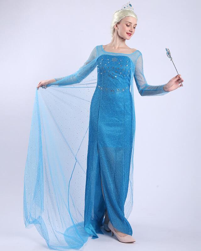 Adult Frozen Elsa Princess Gown Halloween Costume