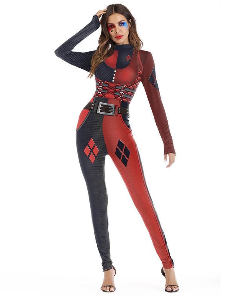 Harley Quinn Suicide Squad Fancy Catsuit Halloween Bodysuit Costume
