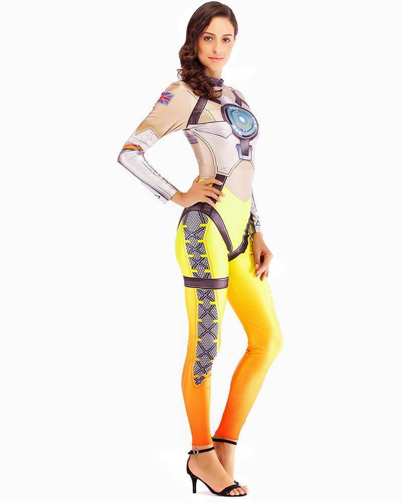Female Tracer Catsuit Lena Oxton Overwatch Game Cosplay Costume