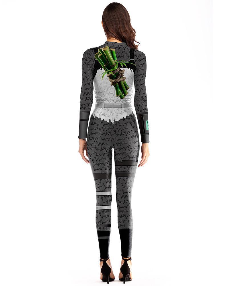 Fortnite Battle Royale Panda Team Leader Cosplay Catsuit Women Costume