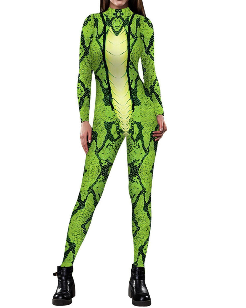 Adult Womens Green Snake Catsuit Costume