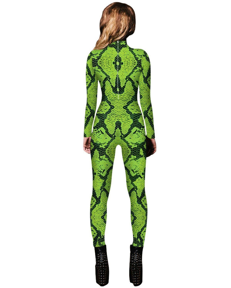 Adult Womens Green Snake Catsuit Costume