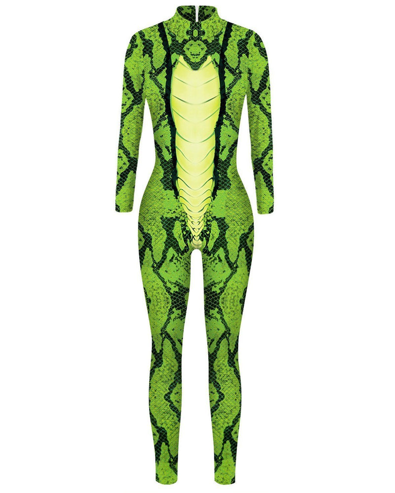 Adult Womens Green Snake Catsuit Costume