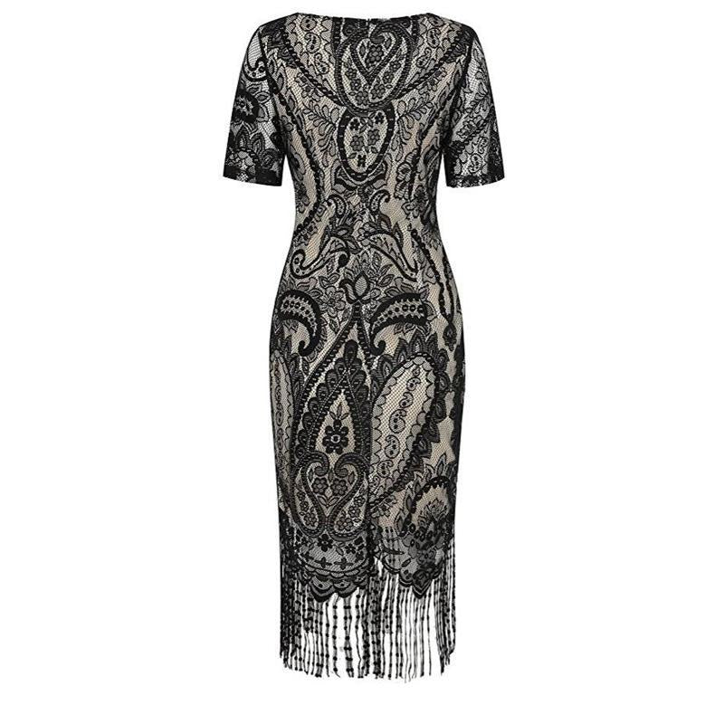Short Sleeve Tassel Hem Hip Dress