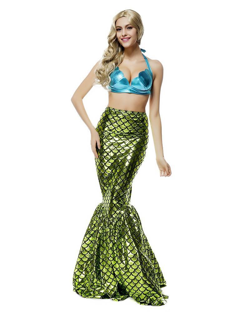 Blue Green Sexy Mermaid Womens Halloween Costume
