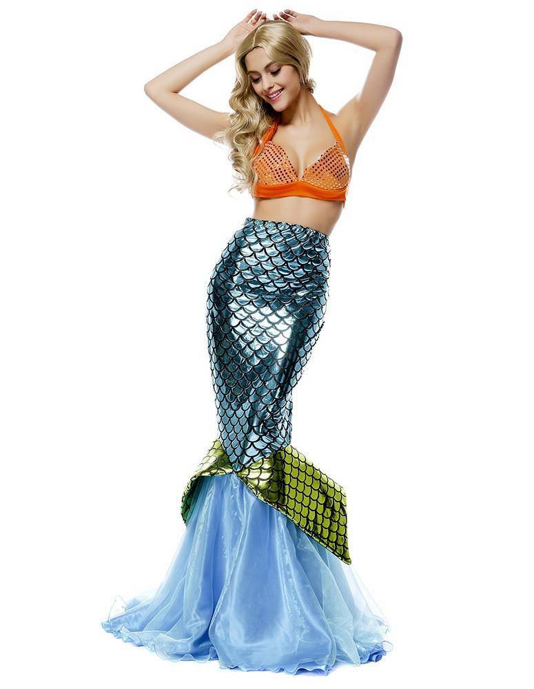 Sexy Female Halloween Blue Mermaid Costume