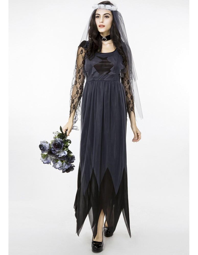 Black Corpse Bride Womens Halloween Costume Witch Dress