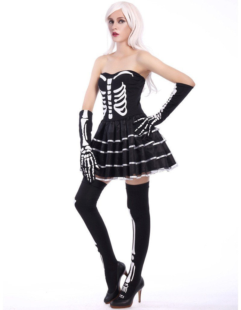 Skeleton Dress Womens Halloween Costume