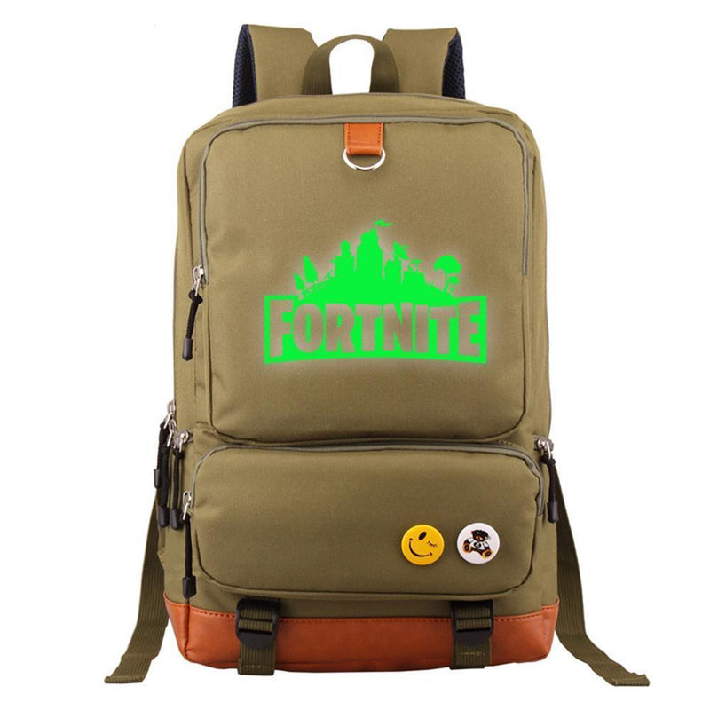 Game Fortnite 17" Canvas Student Backpack - Green Luminous CSSO099