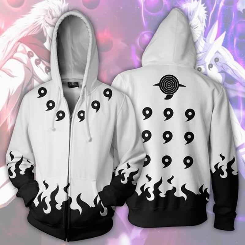 Naruto Hoodie - Rikudou Sennin Mode White Zip Up Hoodie CSOS513