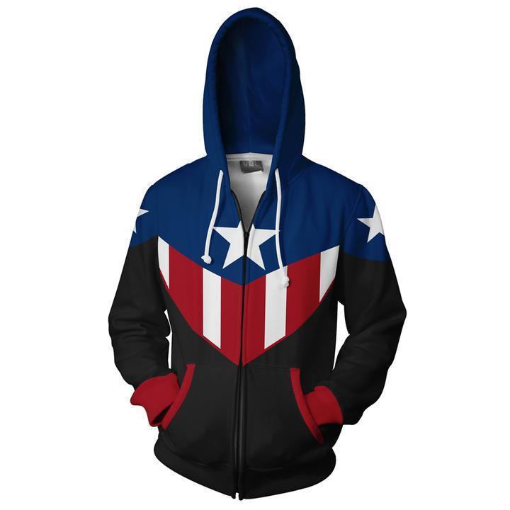 The Avengers Hoodie - Captain America Zip Up Hoodie CSOS556