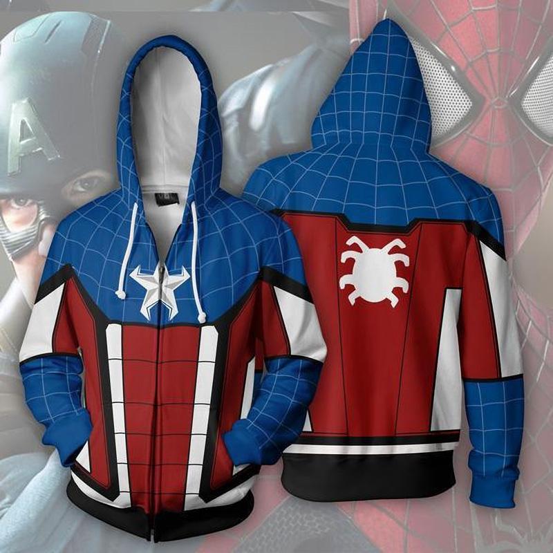 Spider-Man Hoodie - Captain America Zip Up Hoodie CSOS636