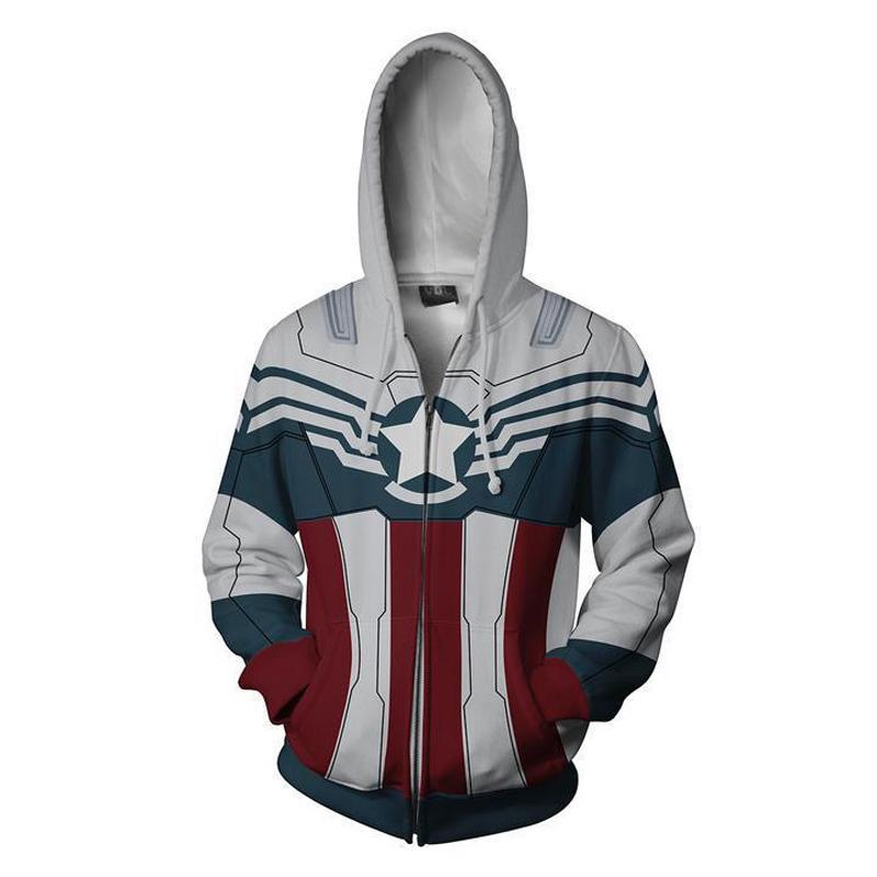 The Avengers Hoodie - Captain America Falcon Zip Up Hoodie CSOS637