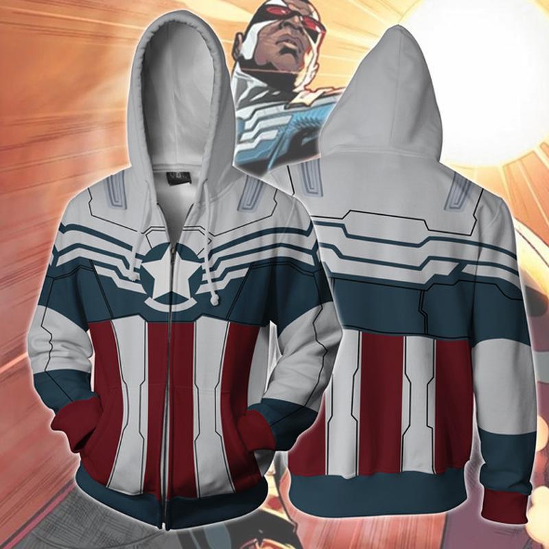 The Avengers Hoodie - Captain America Falcon Zip Up Hoodie CSOS637