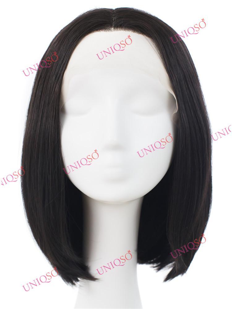 Premium Wig - Short Center Parting Sleek Black Wig