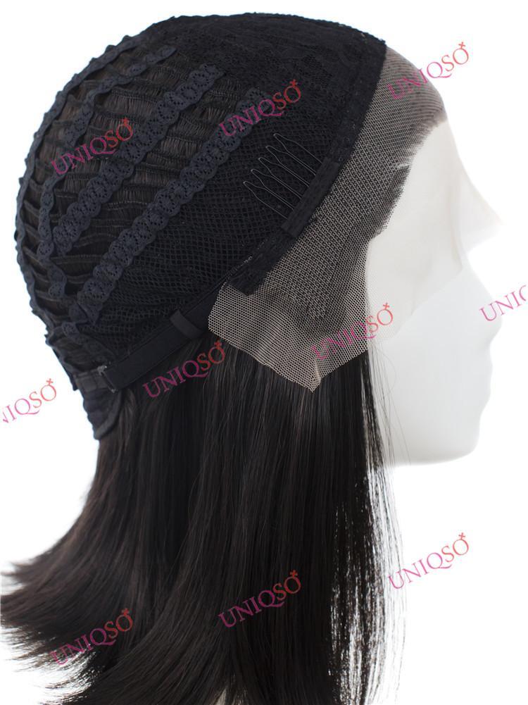 Premium Wig - Short Center Parting Sleek Black Wig