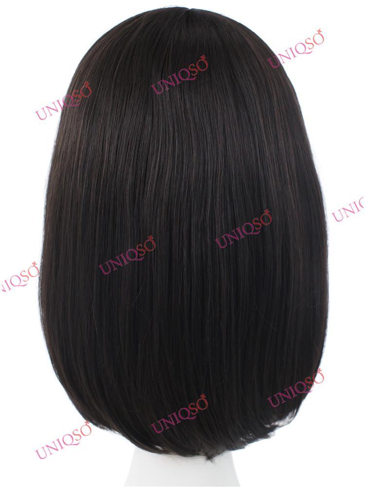 Premium Wig - Short Center Parting Sleek Black Wig