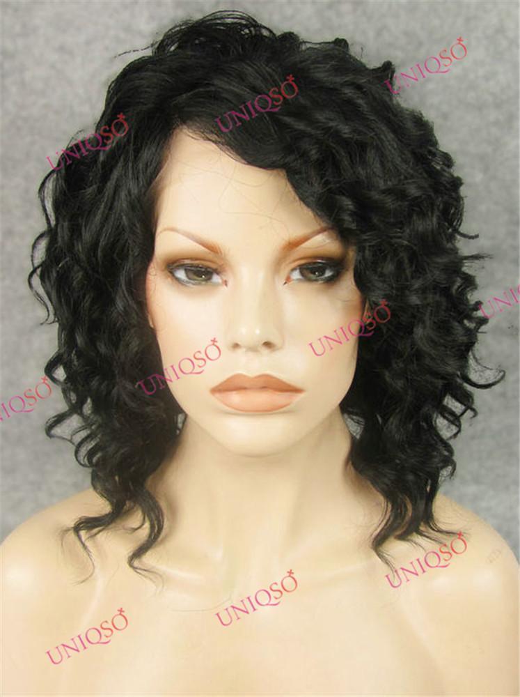 Premium Wig - Short Spiral Curl Black Lace Front Wig