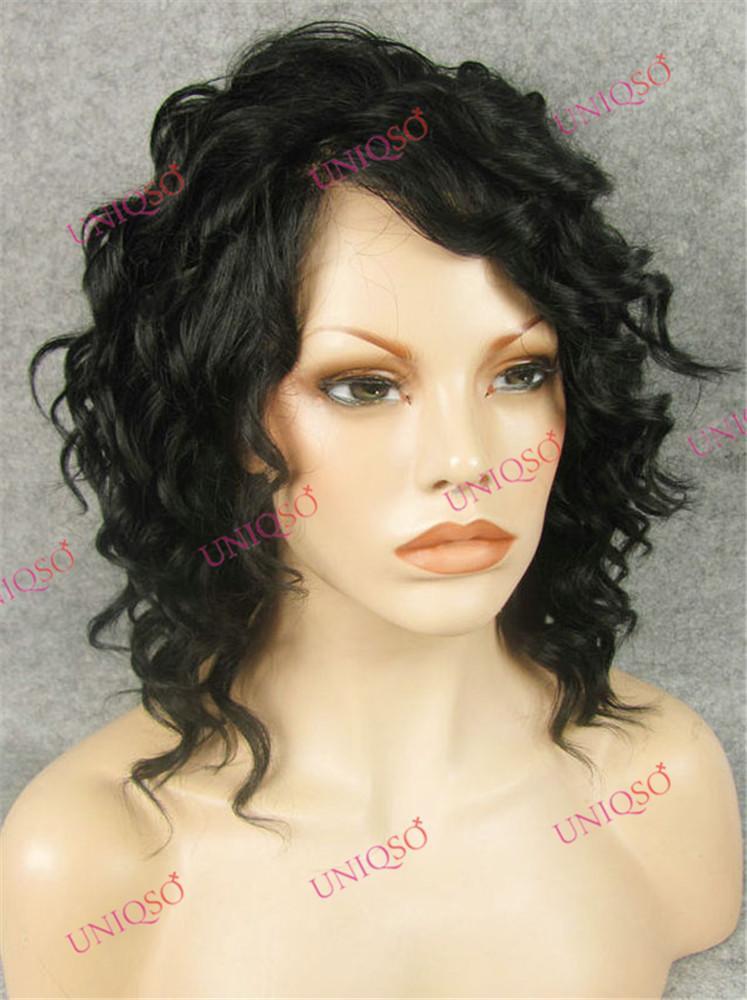 Premium Wig - Short Spiral Curl Black Lace Front Wig