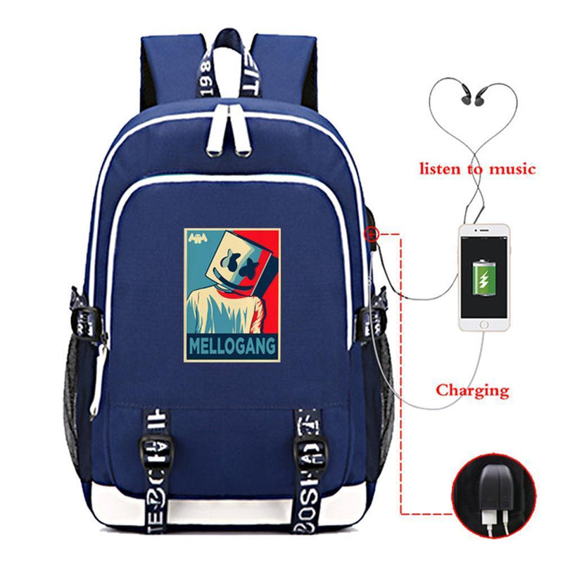 Marshmello Travel Backpack With USB Charging Port CSSO159