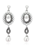 Exquisite And Delicate Bride Long Rhinestone Pearl Earrings