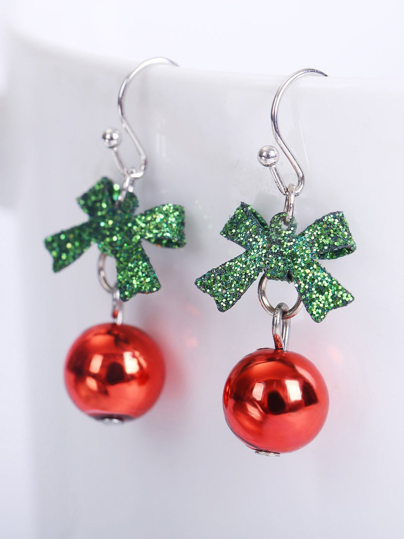 Sprinkled Green Onion Christmas Earrings