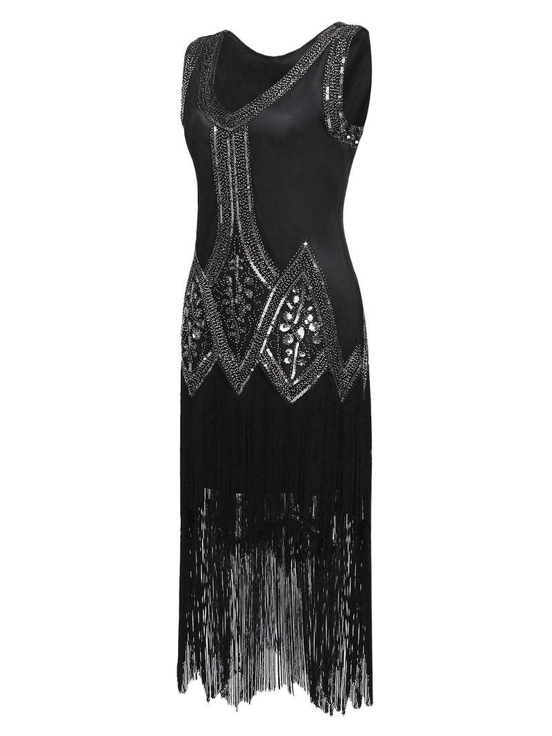 1920 Sleeveless Beaded Fringe Dress