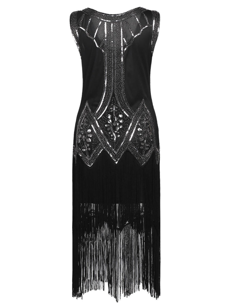 1920 Sleeveless Beaded Fringe Dress