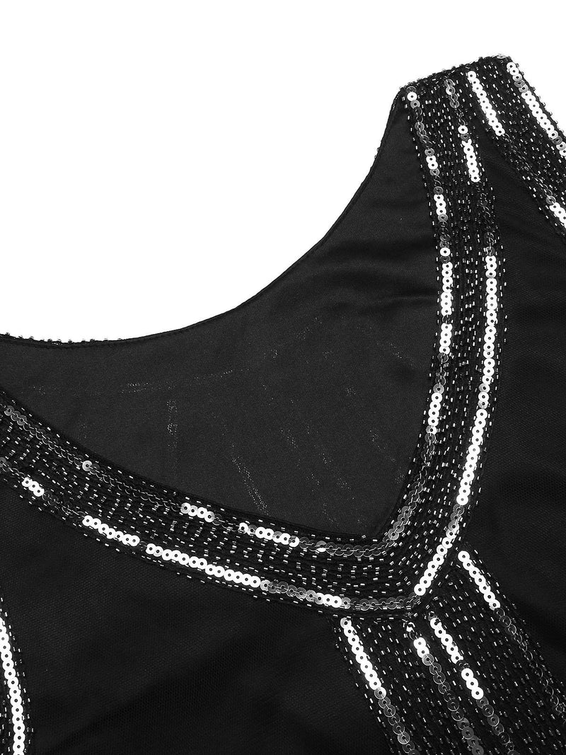 1920 Sleeveless Beaded Fringe Dress