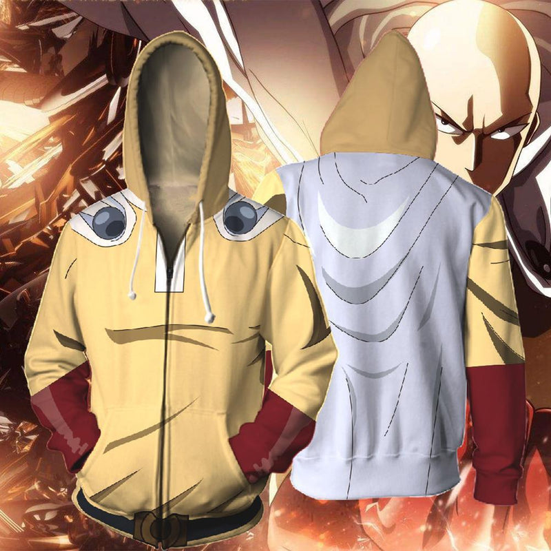 One Punch Man Hoodies - Japanese Anime Zip Up Hooded Sweatshirt CSSO049