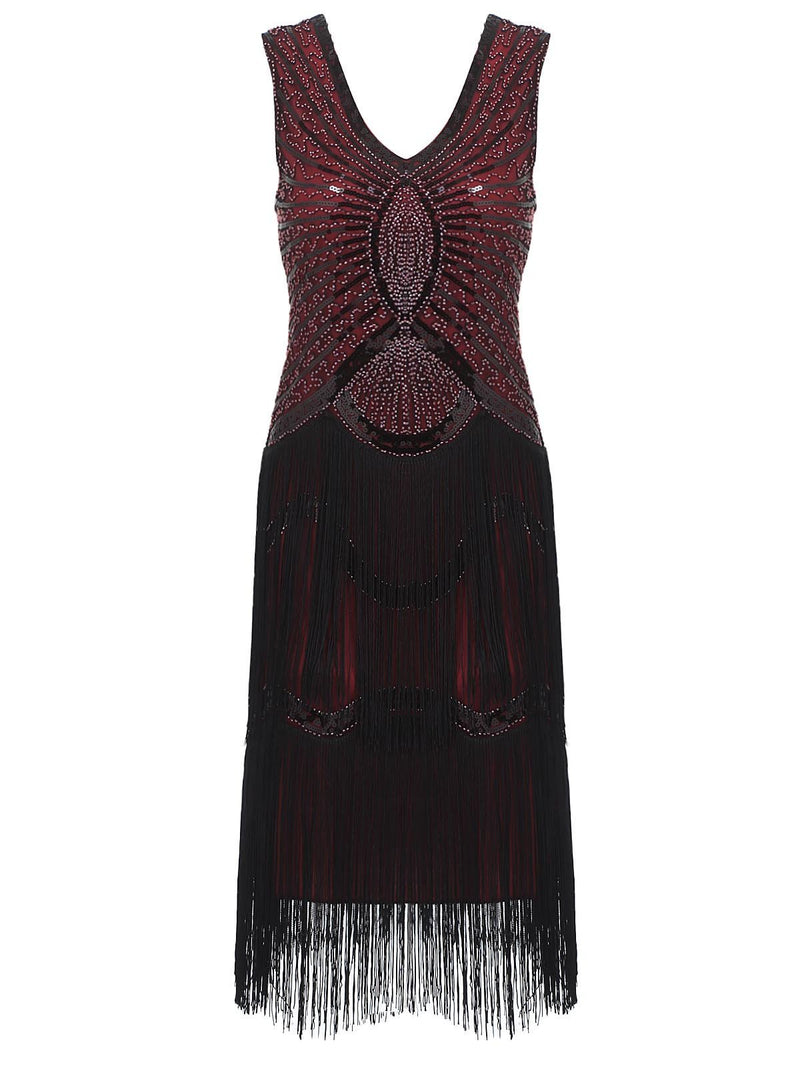Hand Beaded Tassel  Sequined Sleeveless  Retro Dress