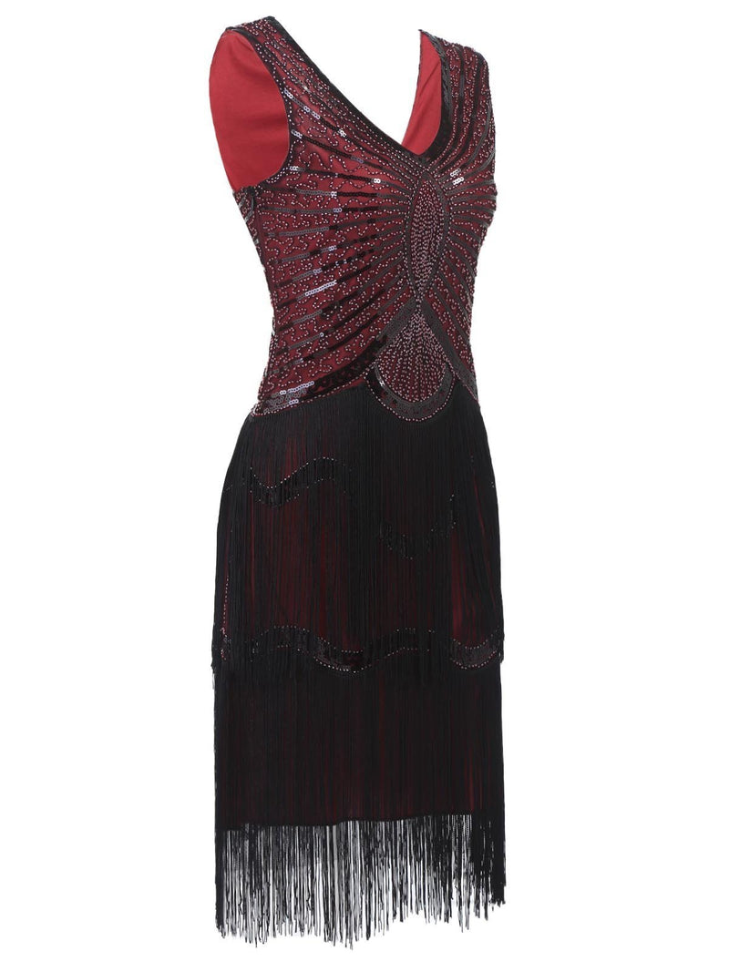 Hand Beaded Tassel  Sequined Sleeveless  Retro Dress
