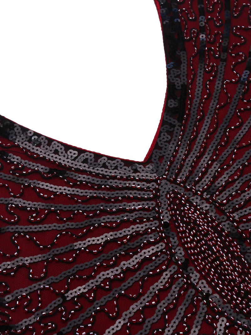 Hand Beaded Tassel  Sequined Sleeveless  Retro Dress
