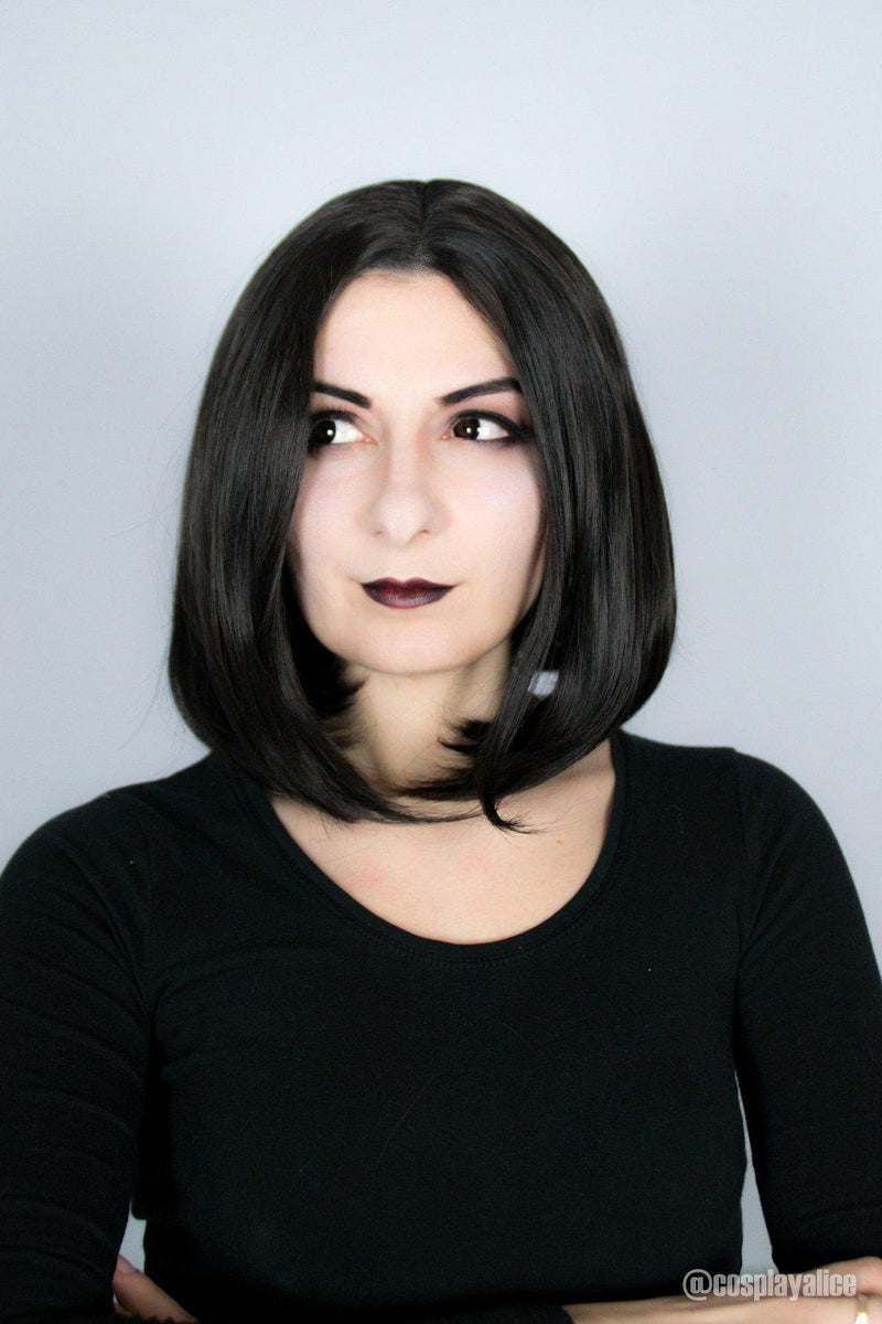 Premium Wig - Short Center Parting Sleek Black Wig