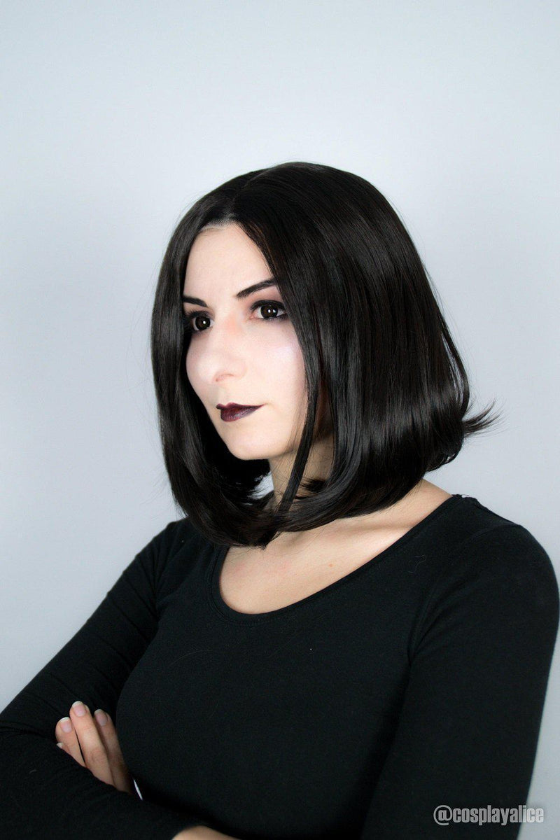 Premium Wig - Short Center Parting Sleek Black Wig
