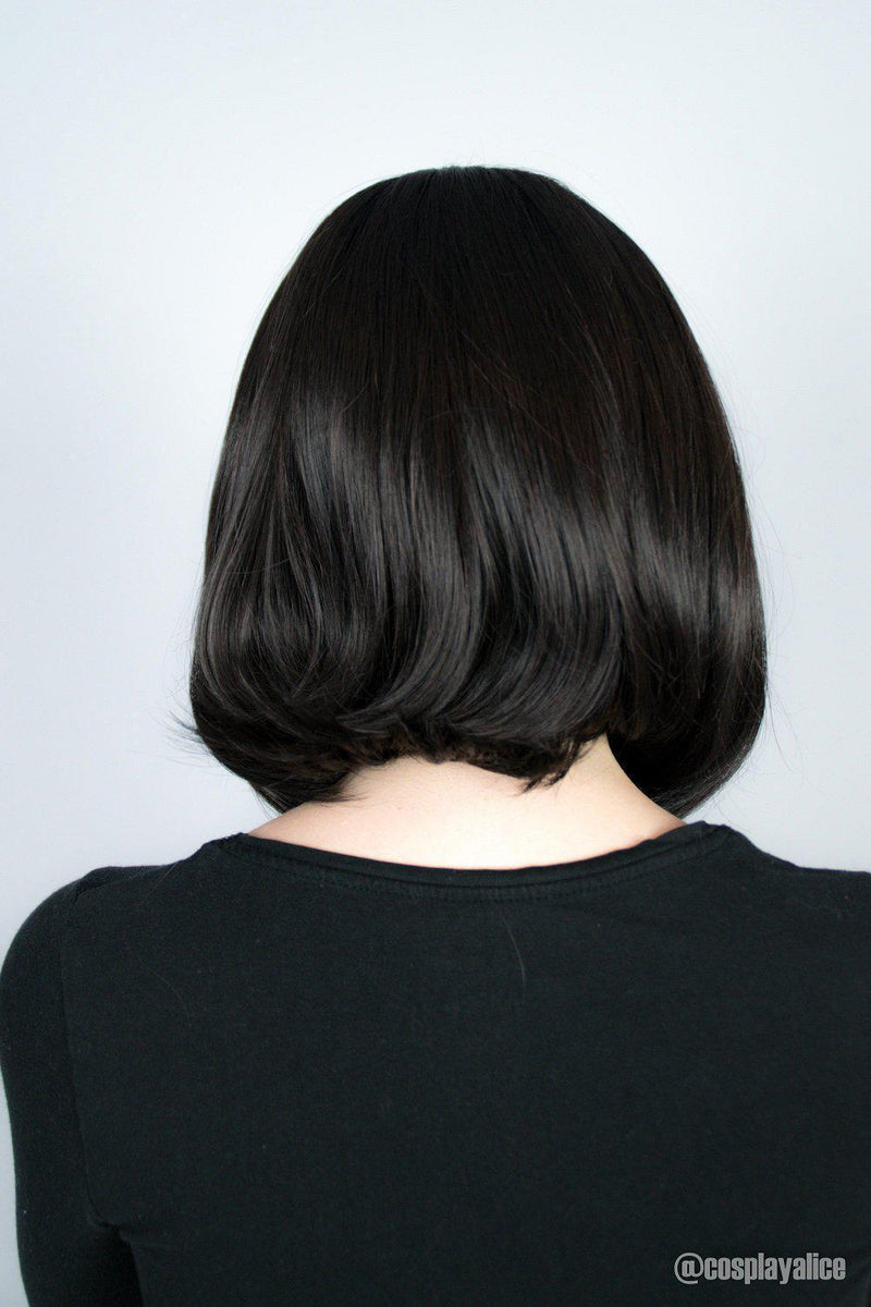 Premium Wig - Short Center Parting Sleek Black Wig