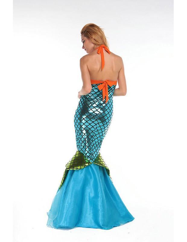 Halter Sequined Bra Tailed Sea Queen Adult Mermaid Halloween Costume