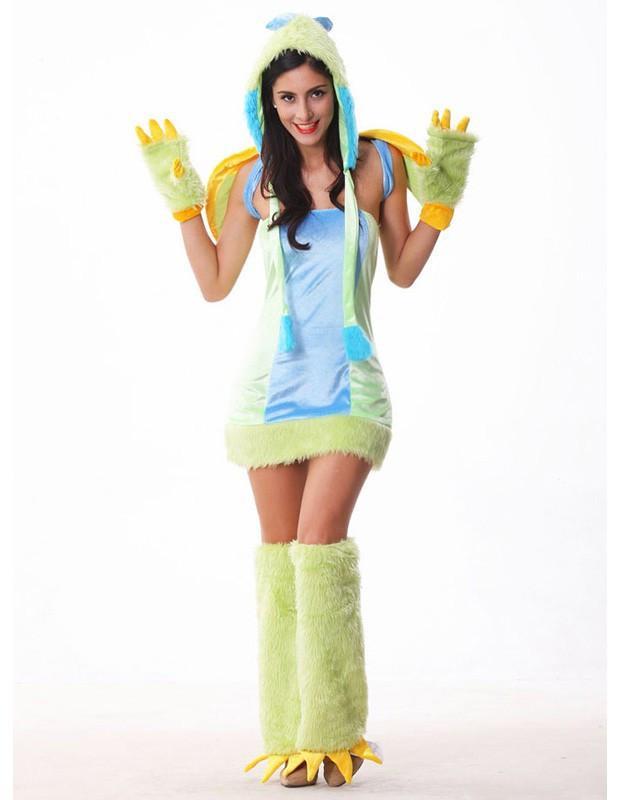 Cute Dinosaur Fur Halloween Womens Animal Costume With Wings Mascot