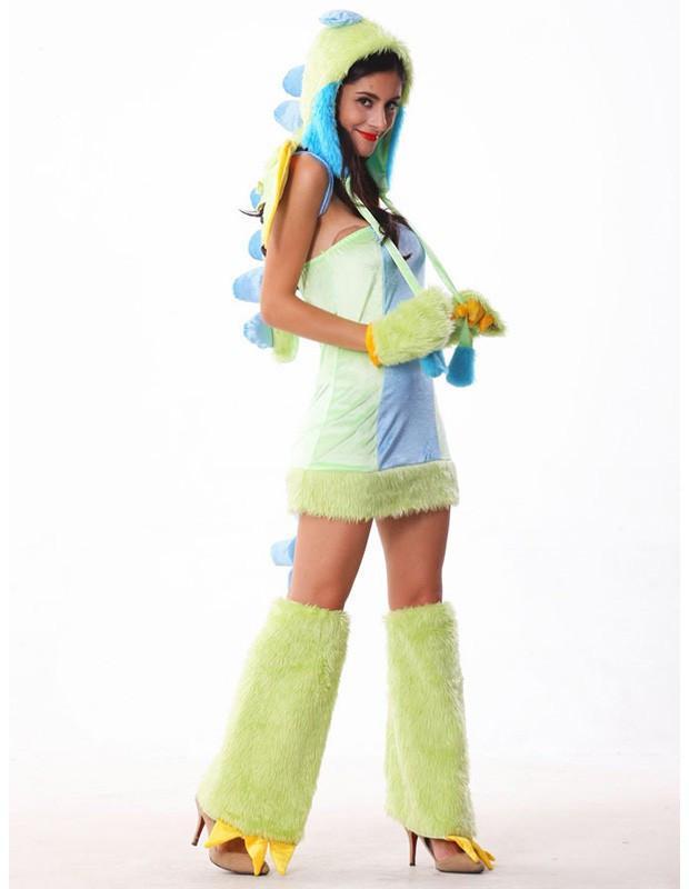 Cute Dinosaur Fur Halloween Womens Animal Costume With Wings Mascot