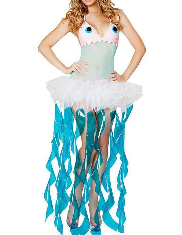 Jellyfish Halter Sheer Draped Female Halloween Costume