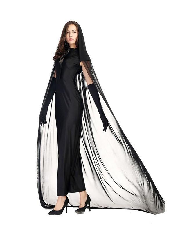 Black Witch Halloween Female Costume With Cloak
