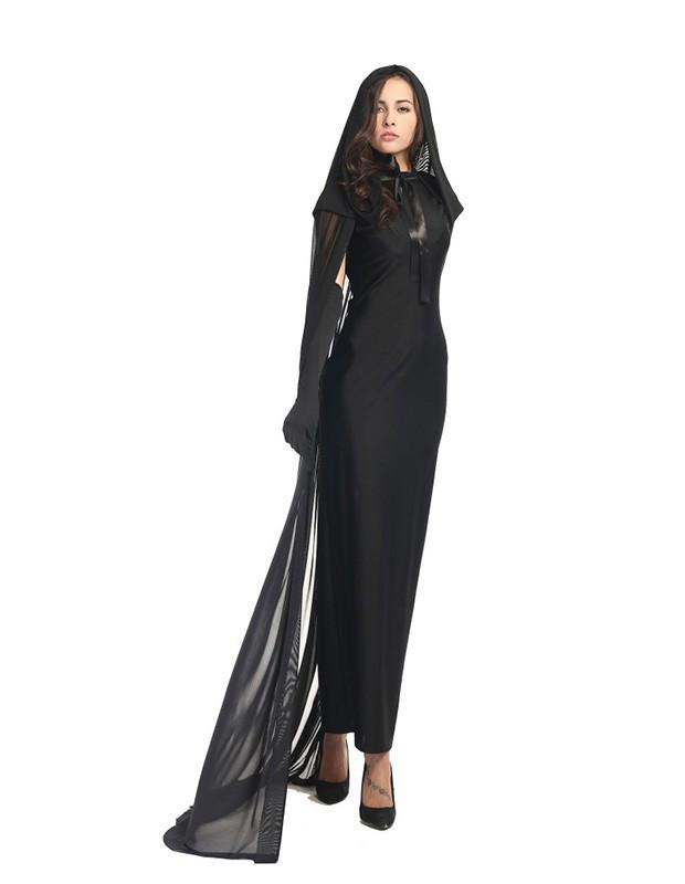 Black Witch Halloween Female Costume With Cloak
