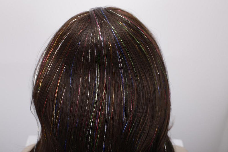 Premium Wig - Copper Blend Shiny Tinsel Lace Front Tinsel