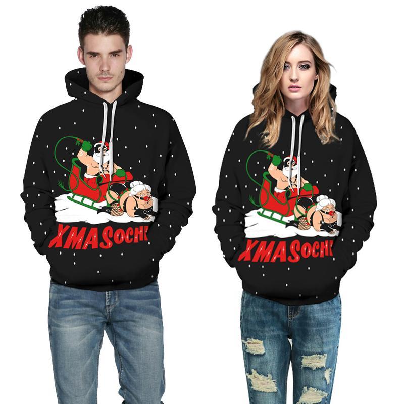 3D Print Hoodie - Santa Print Pullover Hoodie CSS007