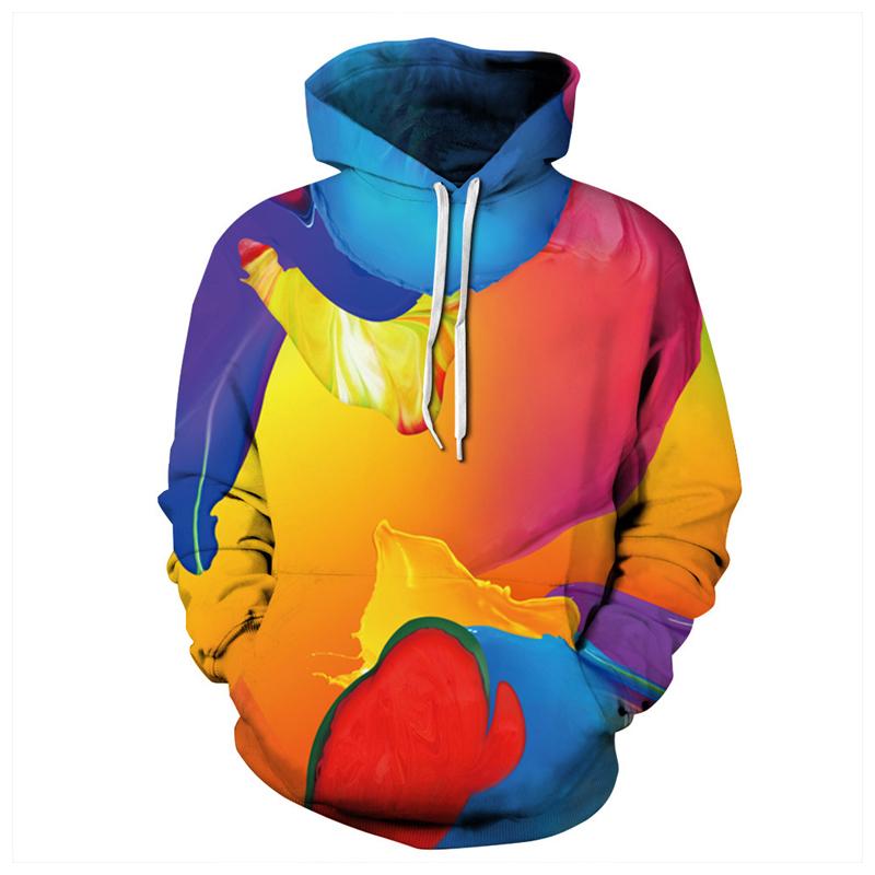 3D Print Hoodie - Colorful Oil Painting Pattern Pullover Hoodie CSS017