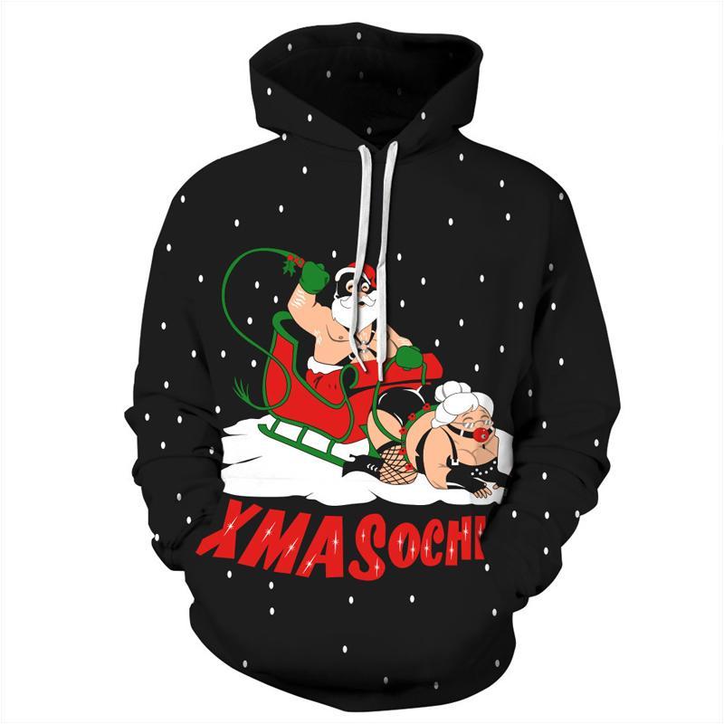 3D Print Hoodie - Santa Print Pullover Hoodie CSS007
