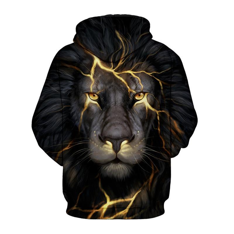 3D Print Hoodie - Lion Printing Golden Pattern Pullover Hoodie  CSS031