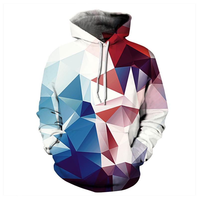 3D Print Hoodie - Light Colorful  Rhombus Pattern Pullover Hoodie CSS018