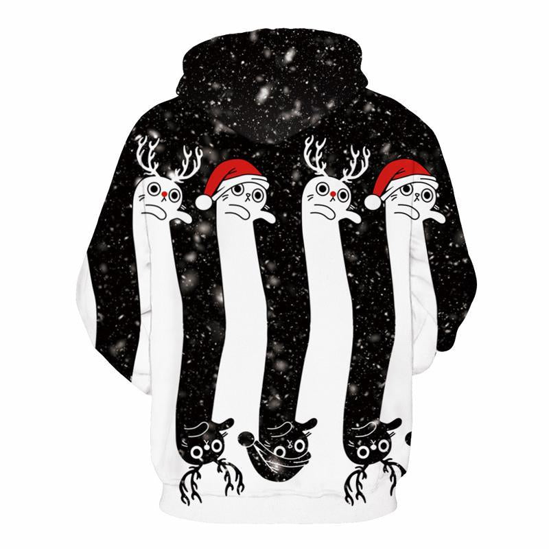 3D Print Hoodie - Cartoon Santa Elk Pattern Pullover Hoodie  CSS039