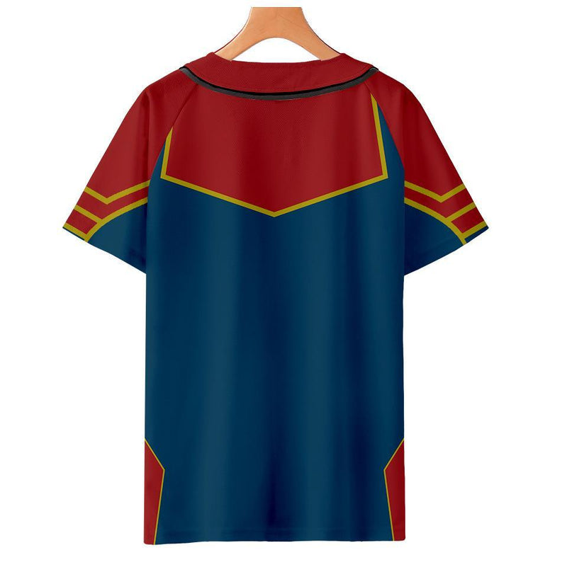 Captain Marvel T-Shirt - Carol Danvers Graphic Button Down T-Shirt CSOS934